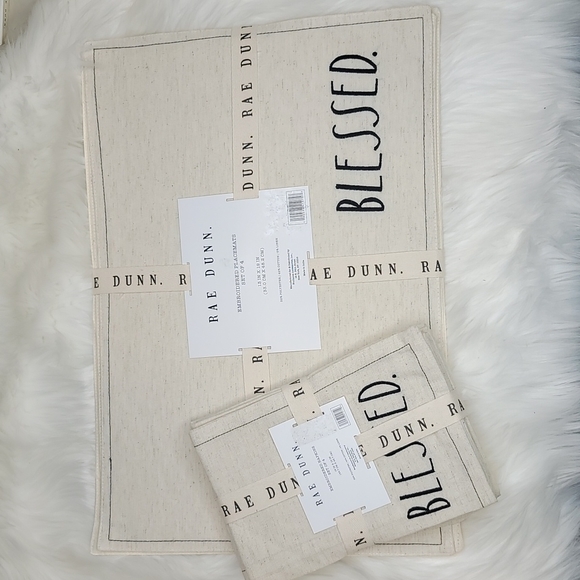 Rae Dunn Other - Rae Dunn Blessed Embroidered Placemats and Napkins Set